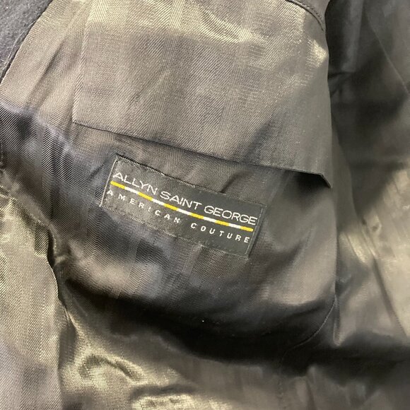 Allyn Saint George Black Cashmere Blend Notch Trench Coat Mens 38 S Overcoat - Picture 9 of 16